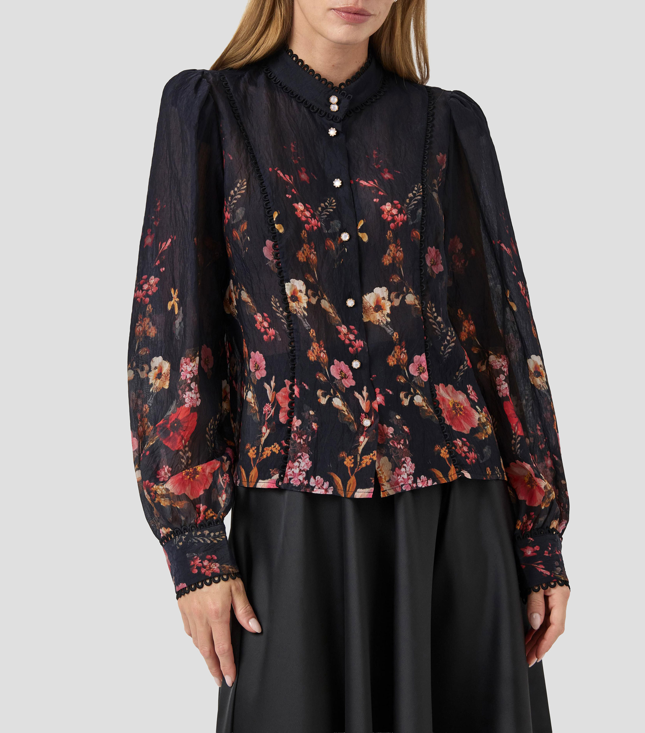 Blusa estampada manga larga Mujer